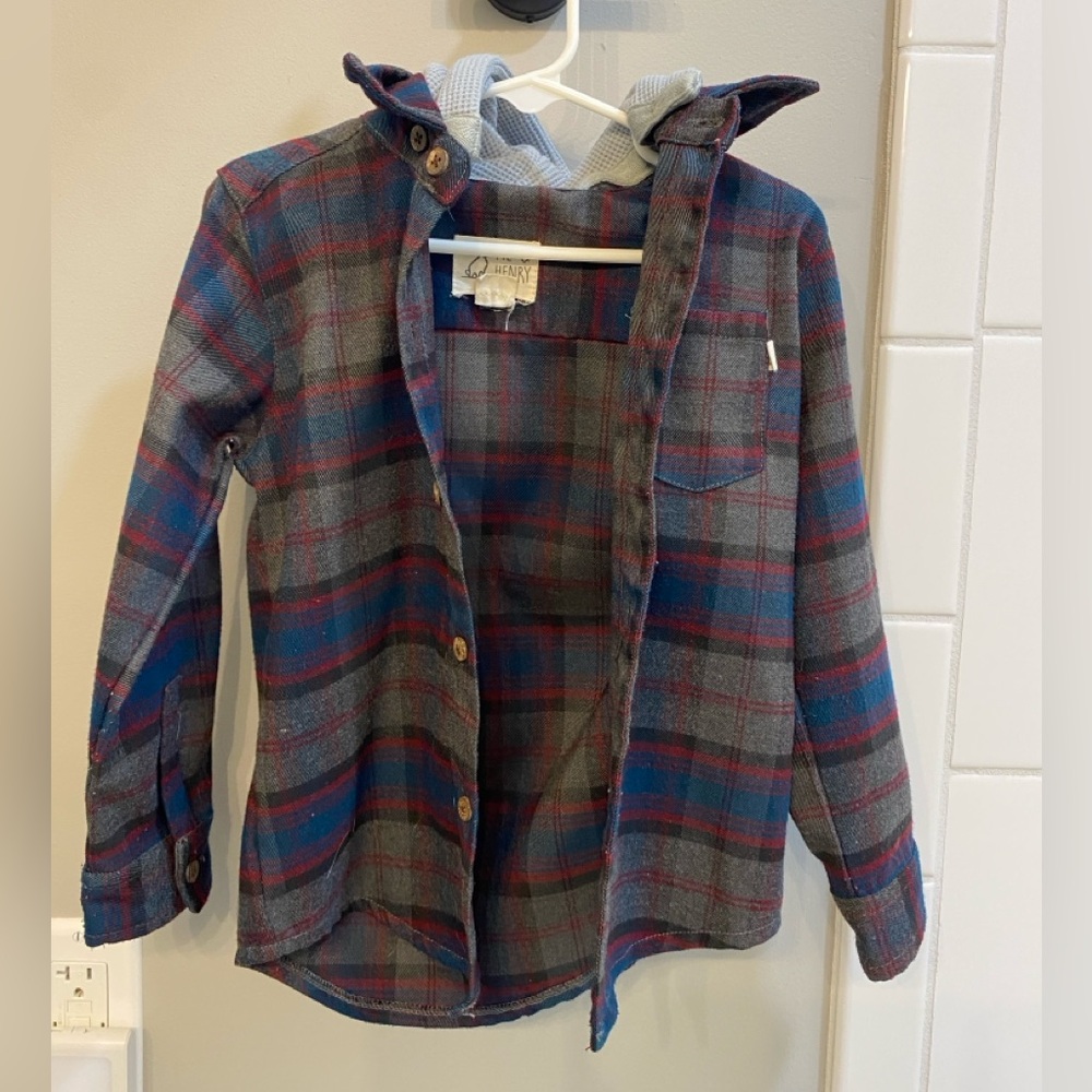 Me & Henry Plaid Hooded Shirt Jacket / Size 4/5Y / EUC